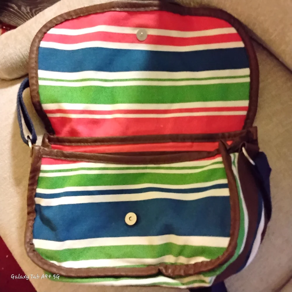 Sloane Ranger Striped Canvas Front Flap Shoulder/Messenger Bag - Picture 6 of 10